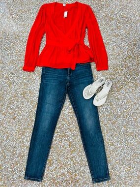 Red Wrap-Front Women's Gap Blouse